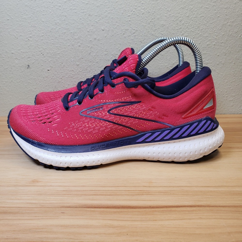 Brooks Glycerin GTS 19 Running Shoes Hot Pink Blue Activewear Bright Size 8
